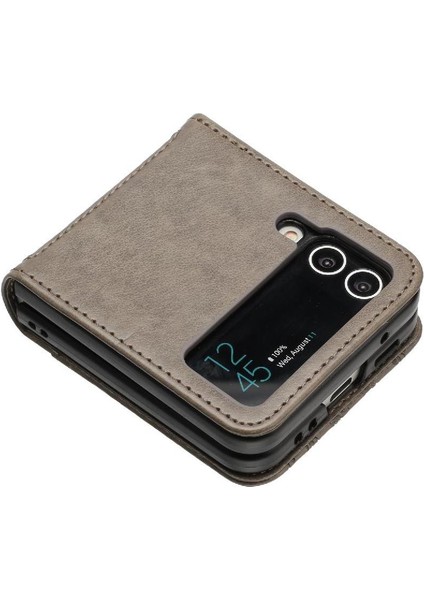 Samsung Galaxy Z Flip4 Için Filp Durumda Kart Tutucu Kickstand Bilek Kayışı Pu (Yurt Dışından)