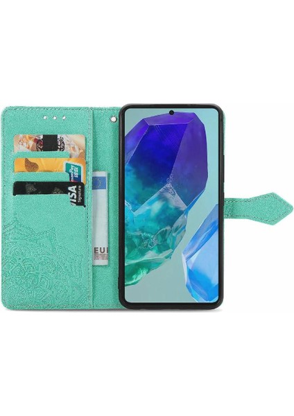 Mays Boutique Samsung Galaxy M55 Flip Kapak Için Flip Case Darbeye Deri Kılıf (Yurt Dışından)