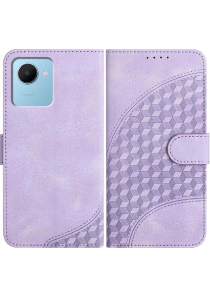 Realme C30 Manyetik Kart Tutucu Için Flip Case Darbeye Deri Kılıf Flip (Yurt Dışından)
