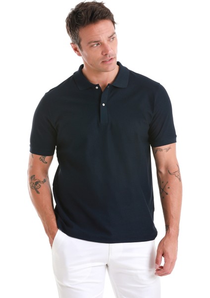 Lacivert Regular Fit Merserize Polo Yaka Pamuklu Tişört fırsatları
