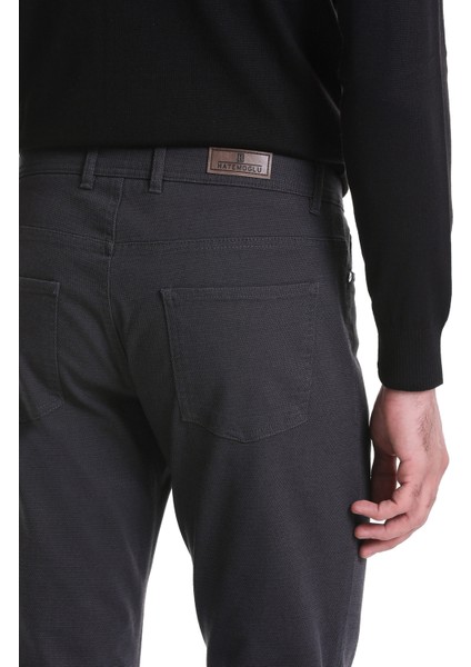 Antrasit Regular Fit Düz 5 Cep Pamuklu Kot Pantolon
