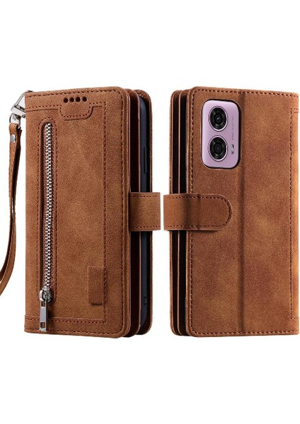 Motorola Moto G85 Kordon Pu Deri 9 Kart Yuvaları Cüzdan Için Flip Case (Yurt Dışından)