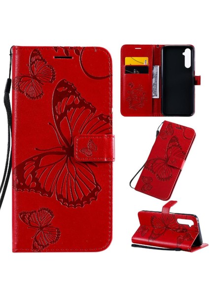 Kart Yuvası Standı Manyetik ile Realme 6 Pro Darbeye Kapak Için Flip Case (Yurt Dışından)