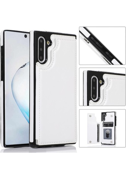 Samsung Galaxy NOTE10 Kickstand Pu Deri Kart Yuvaları ile Cüzdan Kılıf (Yurt Dışından)