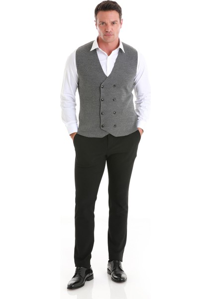 Gri Regular Fit Düz Kruvaze Triko Yelek fiyatları