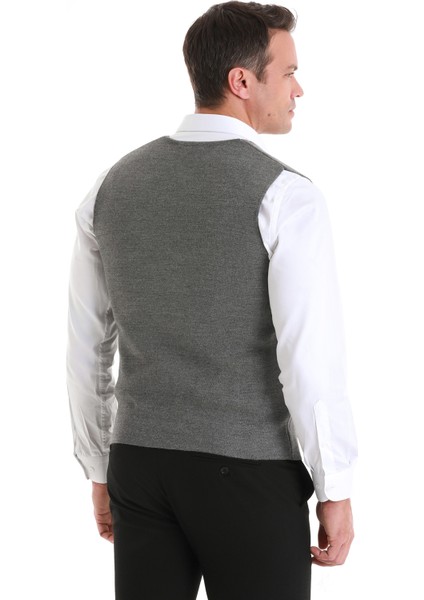 Gri Regular Fit Düz Kruvaze Triko Yelek indirimleri