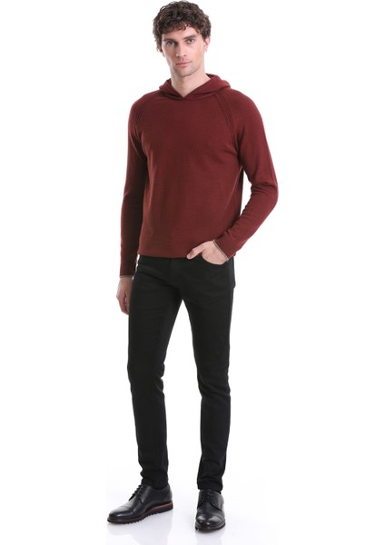 Kiremit Regular Fit Jakarlı Kapüşonlu Triko Kazak fiyatları