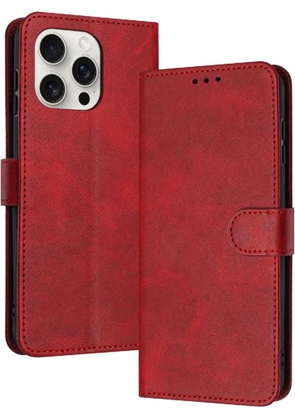 Kart Yuvası ile IPhone 14 Pro Kickstand Için Flip Case Pu Deri Saf (Yurt Dışından)