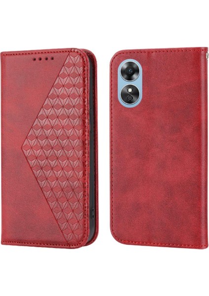 Oppo A17 4g El Kayışı Günlük Kullanım Eşkenar Dörtgen Şekli Cüzdan Standı Için Flip Case (Yurt Dışından)