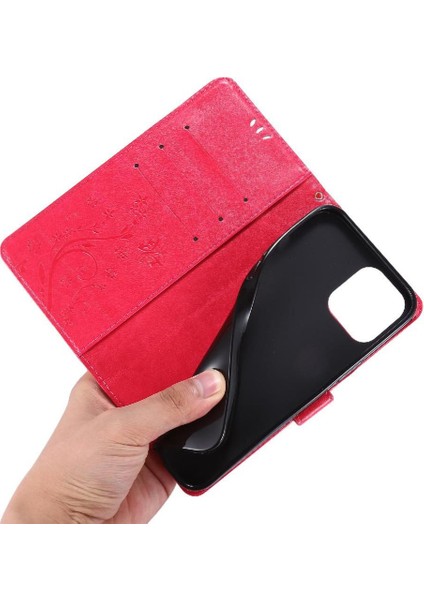 IPhone 14 Için Filp Durumda Pro Kart Tutucu Kickstand Bilek Kayışı Manyetik Pu (Yurt Dışından)