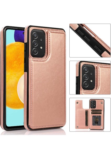 Cüzdan Kılıf Samsung Galaxy A52 4g/5g Kart Yuvaları Çift Manyetik Toka (Yurt Dışından)