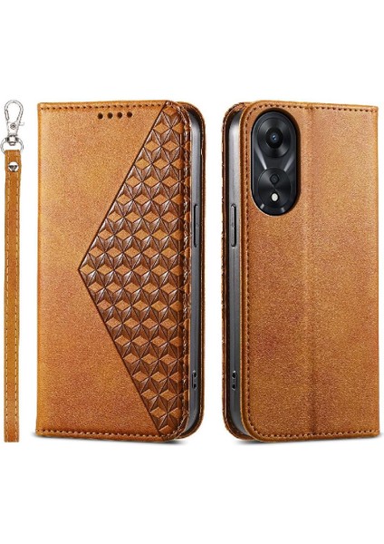 Oppo A78 4g Eşkenar Dörtgen Şekli Günlük Kullanım Için Flip Case El Kayışı Standı Cüzdan (Yurt Dışından)