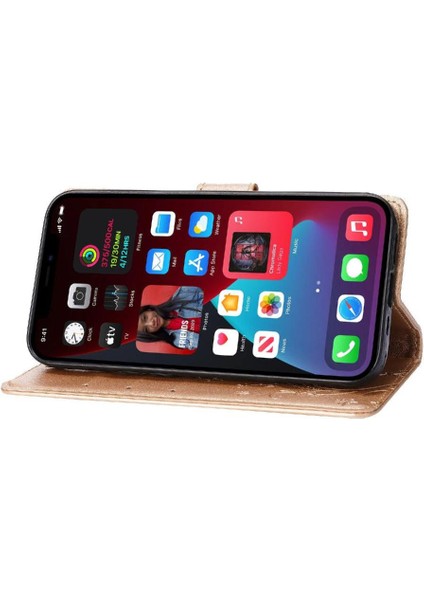 IPhone 13 Için Filp Durumda Pro Manyetik Kapatma Kart Tutucu Bilek Kayışı Pu (Yurt Dışından)