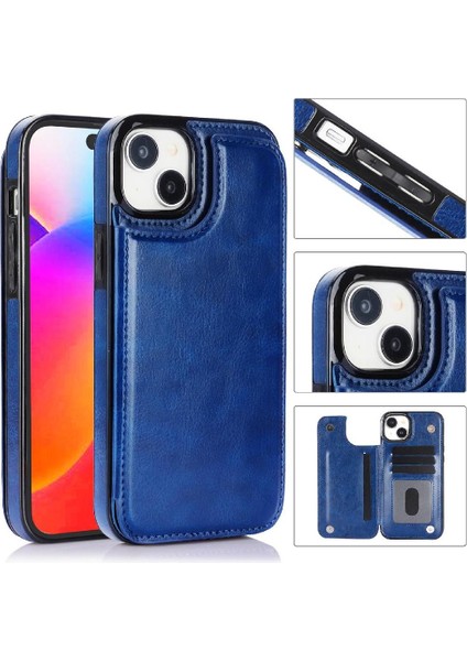 IPhone 15 Için Cüzdan Durumda Artı Kart Yuvaları Kickstand Çift Manyetik Toka (Yurt Dışından)