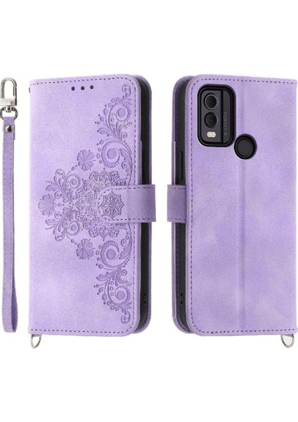 Nokia C22 Kabartmalı Çoklu Kredi Kartı Yuvaları Için Flip Case Darbeye (Yurt Dışından)