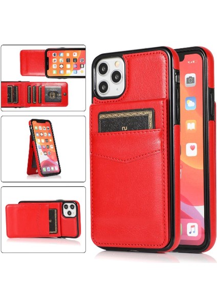 IPhone 11 Pro Premium Deri Kart Tutucu Manyetik Toka ile Uyumlu (Yurt Dışından)