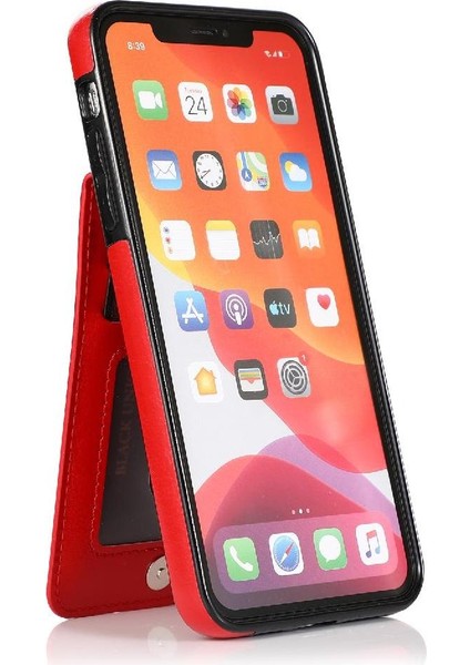 IPhone 11 Pro Premium Deri Kart Tutucu Manyetik Toka ile Uyumlu (Yurt Dışından)