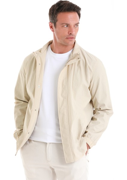 Bej Slim Fit Düz Dik Yaka Mevsimlik Mont fırsatları