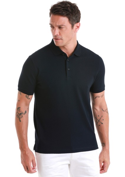Lacivert Regular Fit Merserize Polo Yaka Pamuklu Tişört modelleri