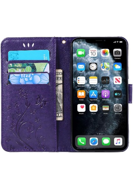 IPhone 11 Için Filp Durumda Pro Kickstand Manyetik Kapatma Pu Deri Kart (Yurt Dışından)