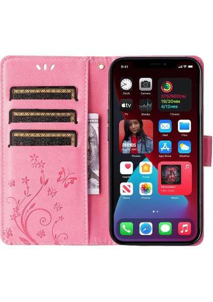 IPhone 13 Için Filp Durumda Pro Manyetik Kapatma Kart Tutucu Bilek Kayışı Pu (Yurt Dışından)