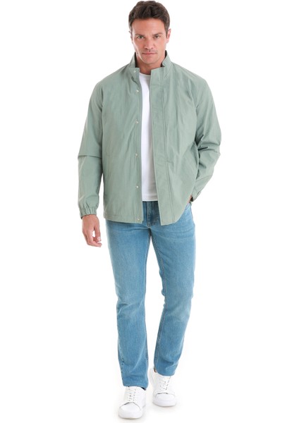 Yeşil Slim Fit Düz Dik Yaka Mevsimlik Mont fiyatları