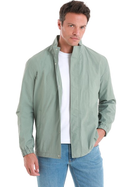 Yeşil Slim Fit Düz Dik Yaka Mevsimlik Mont modelleri