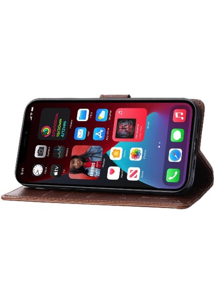 IPhone 13 Için Filp Durumda Pro Manyetik Kapatma Kart Tutucu Bilek Kayışı Pu (Yurt Dışından)