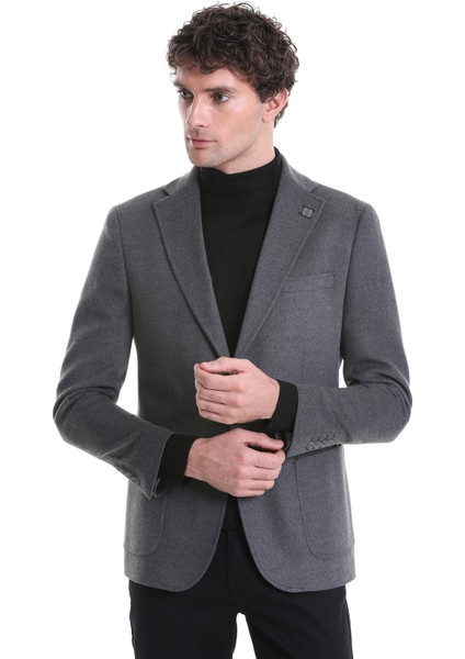 Gri Slim Fit Düz Mono Yaka Casual Ceket fırsatları