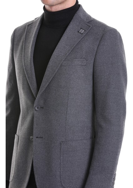 Gri Slim Fit Düz Mono Yaka Casual Ceket indirimleri