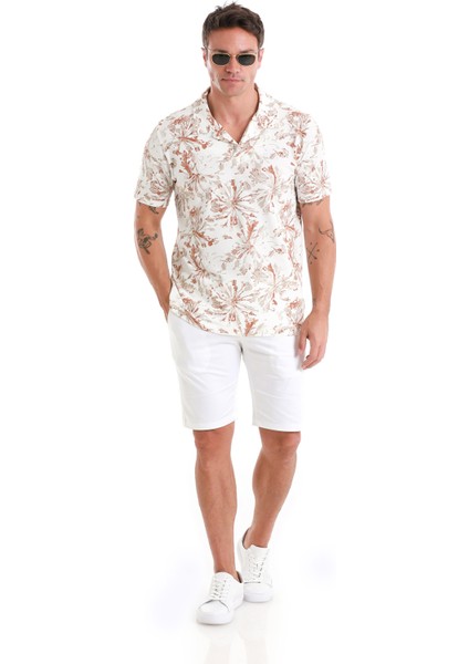 Ekru Regular Fit Baskılı Polo Yaka Pamuklu Tişört fiyatları