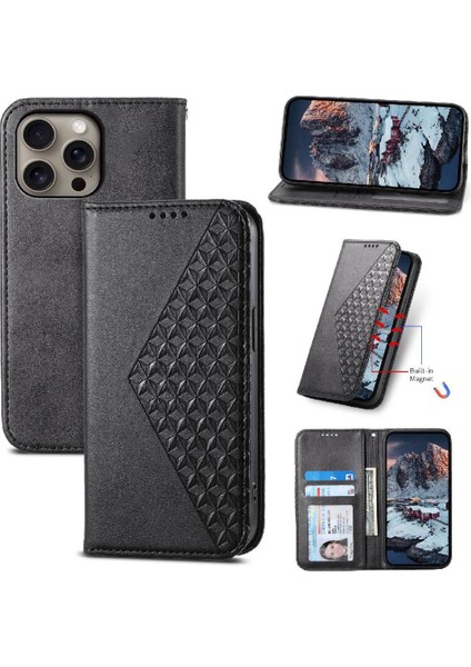IPhone 16 Pro Max Günlük Kullanım Için Flip Case El Kayışı Standı Eşkenar Dörtgen Şekli (Yurt Dışından)