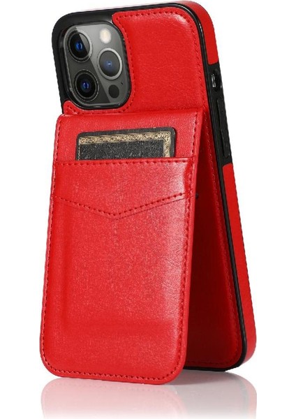 IPhone 12 Pro Kart Tutucu Premium Deri Manyetik Toka ile Uyumlu (Yurt Dışından)