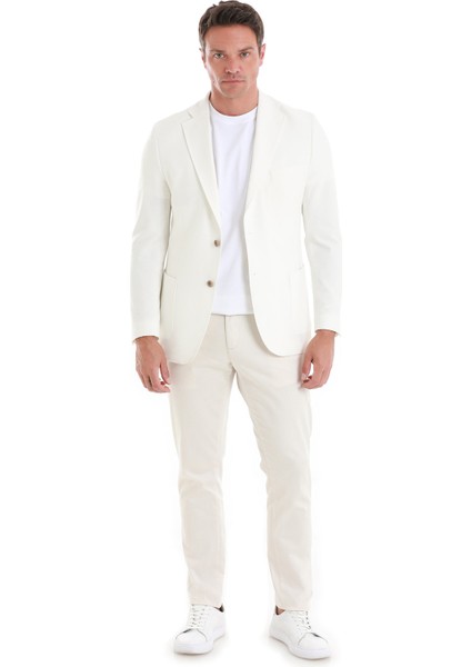 Ekru Slim Fit Düz Mono Yaka Casual Ceket fiyatları