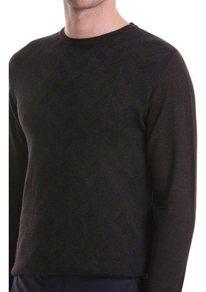 Kahverengi Regular Fit Jakarlı Bisiklet Yaka Yünlü Triko Kazak indirimleri