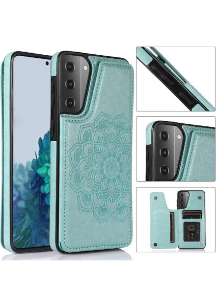 Samsung Galaxy S21 Kabartmalı Mandala Pu Için Kart Tutucu Kılıf ile Cüzdan (Yurt Dışından)