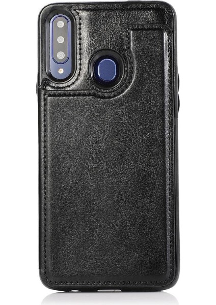 Samsung Galaxy A20S Pu Deri Kickstand Kart Yuvaları Çift Için Cüzdan Kılıf (Yurt Dışından)
