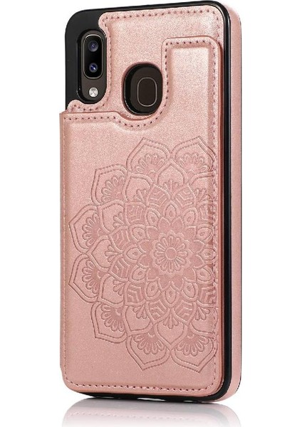 Samsung Galaxy A20/A30 Desen Çiçek Pu Için Kart Tutucu Kılıf ile Cüzdan (Yurt Dışından)