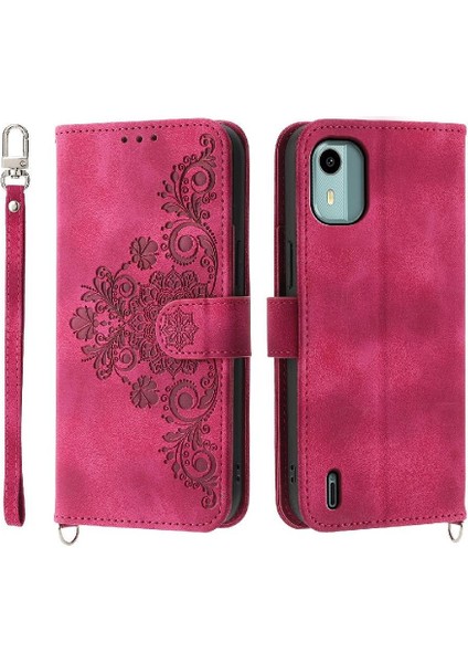 Nokia C12 Darbeye Dayanıklı Kabartmalı Bileklik Çoklu Kredi Kartı Için Flip Case (Yurt Dışından)
