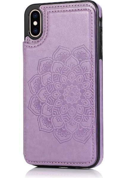 IPhone Xs Max Desen Çiçek Kabartmalı Pu Için Kart Tutucu Kılıf ile Cüzdan (Yurt Dışından)