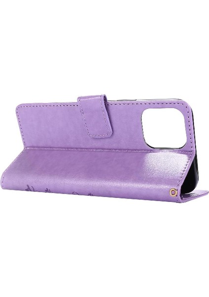 IPhone 14 Için Filp Durumda Pro Max Pu Deri Kart Tutucu Kickstand Bilek (Yurt Dışından)