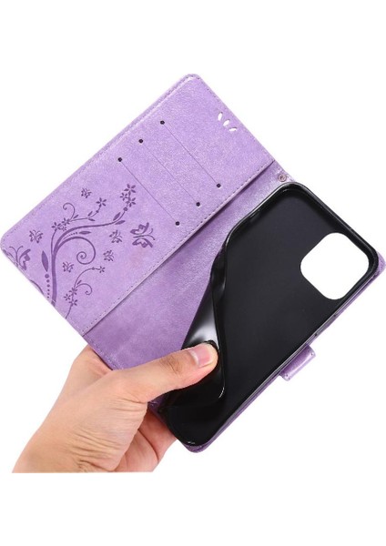 IPhone 14 Için Filp Durumda Pro Max Pu Deri Kart Tutucu Kickstand Bilek (Yurt Dışından)