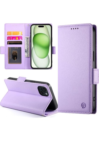 IPhone 15 Için Flip Case Artı Kart Yuvaları Günlük Kullanım Iş Cüzdan Flip (Yurt Dışından)