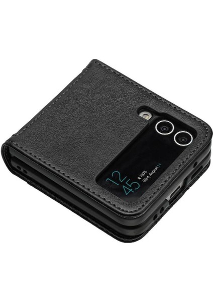 Samsung Galaxy Z Flip4 Için Filp Durumda Kart Tutucu Kickstand Bilek Kayışı Pu (Yurt Dışından)