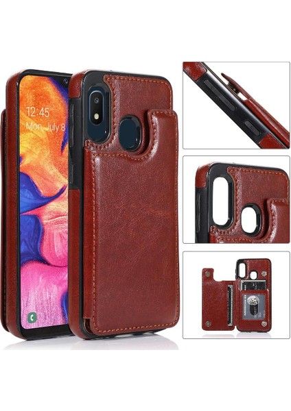 Cüzdan Kılıf Samsung Galaxy A20E / A10E Pu Deri Çift Manyetik (Yurt Dışından)
