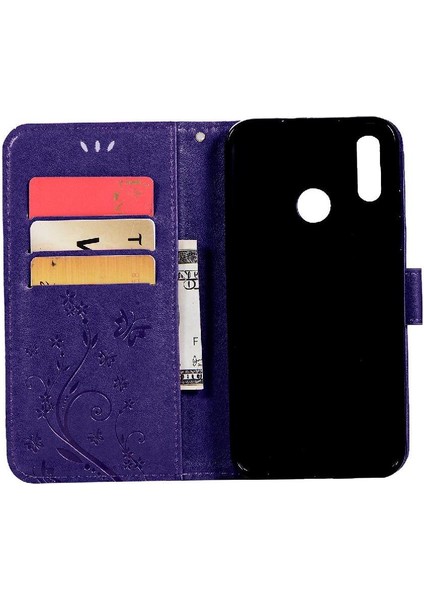 Huawei P Akıllı 2019 Kart Tutucu Için Kickstand Pu Deri Bilek Durumda (Yurt Dışından)
