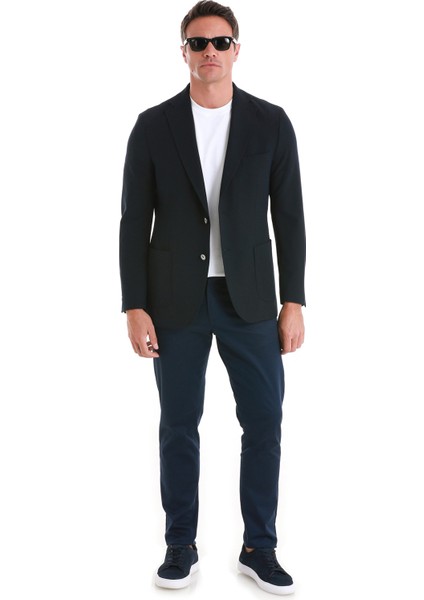 Lacivert Slim Fit Düz Mono Yaka Casual Ceket fiyatları