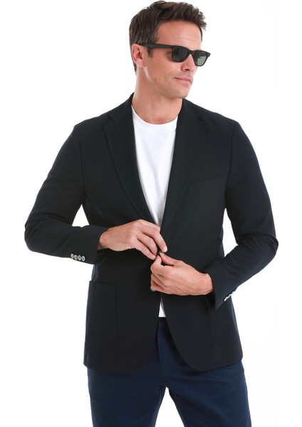 Lacivert Slim Fit Düz Mono Yaka Casual Ceket indirimleri