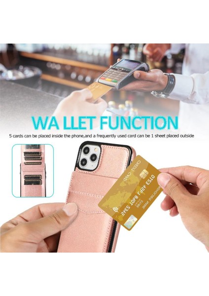 IPhone 11 Pro Max Kart Tutucu Kılıf Cüzdan Manyetik Toka ile Uyumlu (Yurt Dışından)