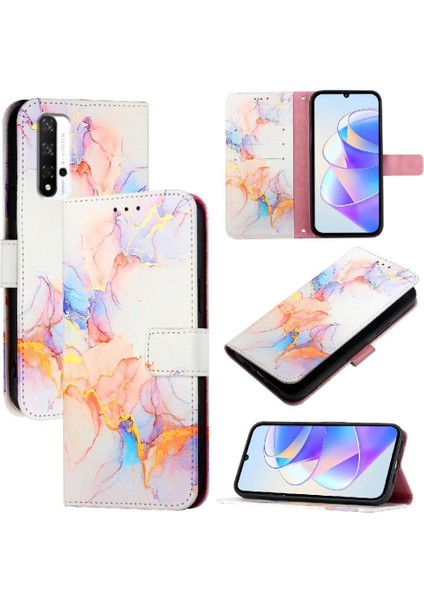 Onur 20 Için Kılıf Pro 4g Mermer Desen Kickstand Cüzdan Pu Deri (Yurt Dışından) indirimleri